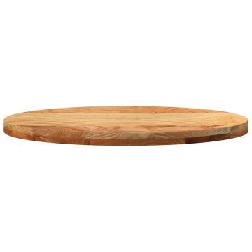 Light Brown Solid Oak Table Top - 80x40x4 cm Oval Design