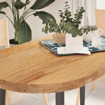 Light Brown Solid Oak Table Top - 120x60 cm Oval Design