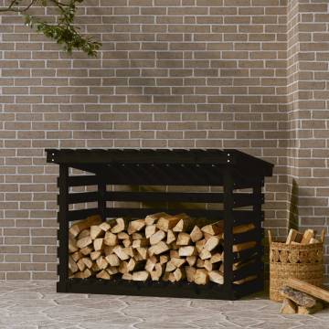 Firewood Rack Black 108x73x79 cm - Solid Pine Storage Solution