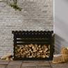 Firewood Rack Black 108x73x79 cm - Solid Pine Storage Solution