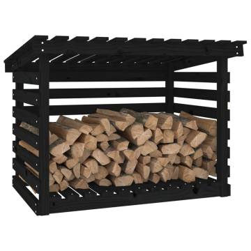 Firewood Rack Black 108x73x79 cm - Solid Pine Storage Solution