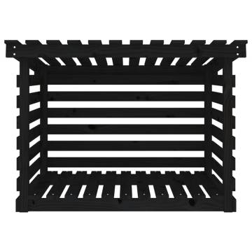 Firewood Rack Black 108x73x79 cm - Solid Pine Storage Solution