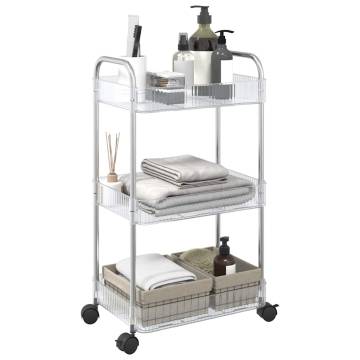 3-Tier Transparent Storage Trolley - Organise with Style