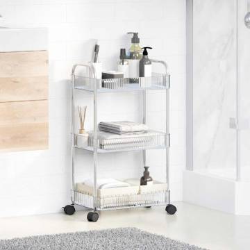 3-Tier Transparent Storage Trolley - Organise with Style