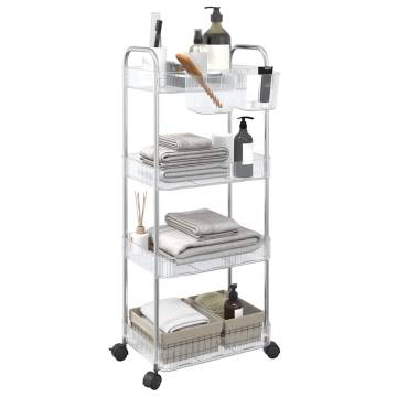 4-Tier Transparent Storage Trolley - Durable & Versatile