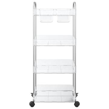 4-Tier Transparent Storage Trolley - Durable & Versatile