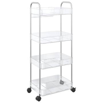 4-Tier Transparent Storage Trolley - Durable & Versatile