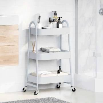 3-Tier White Steel Storage Trolley - 42x41.5x77 cm | HipoMarket