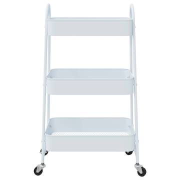 3-Tier White Steel Storage Trolley - 42x41.5x77 cm | HipoMarket