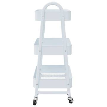 3-Tier White Steel Storage Trolley - 42x41.5x77 cm | HipoMarket