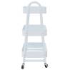 3-Tier White Steel Storage Trolley - 42x41.5x77 cm | HipoMarket