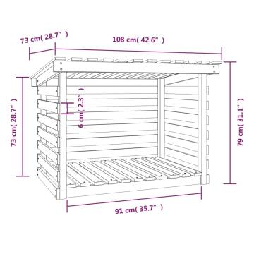 Firewood Rack Black 108x73x79 cm - Solid Pine Storage Solution