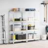 4-Layer Storage Shelves - Durable Silver Steel & Wood