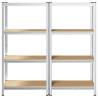 4-Layer Storage Shelves - Durable Silver Steel & Wood