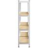 4-Layer Storage Shelves - Durable Silver Steel & Wood