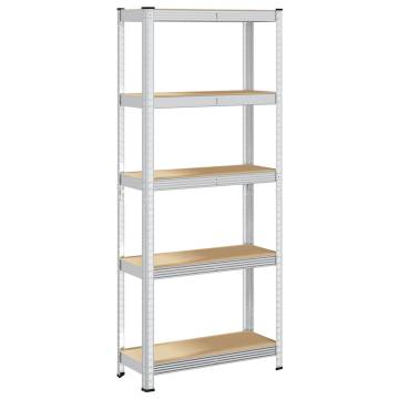 5-Layer Silver Steel & Engineered Wood Storage Shelf | HipoMarket