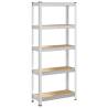 5-Layer Silver Steel & Engineered Wood Storage Shelf | HipoMarket