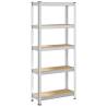 5-Layer Silver Steel & Engineered Wood Storage Shelf | HipoMarket