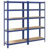 5-Layer Storage Shelves - Blue Steel & Engineered Wood (2 pcs)