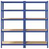 5-Layer Storage Shelves - Blue Steel & Engineered Wood (2 pcs)