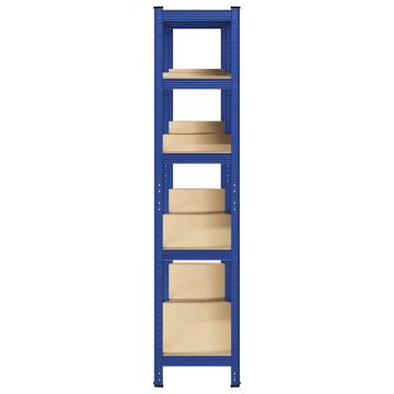 5-Layer Storage Shelves - Blue Steel & Engineered Wood (2 pcs)