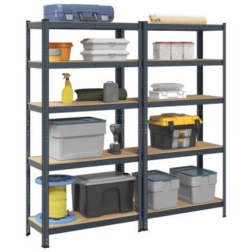 5-Layer Storage Shelves - Durable Anthracite Steel & Wood