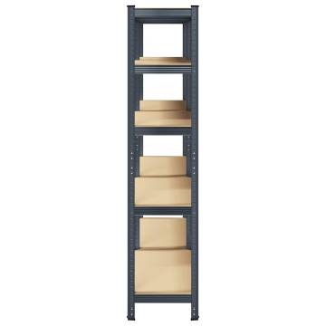 5-Layer Storage Shelves - Durable Anthracite Steel & Wood