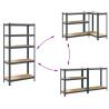 5-Layer Storage Shelves - Durable Anthracite Steel & Wood