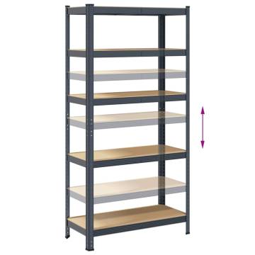 5-Layer Storage Shelves - Durable Anthracite Steel & Wood