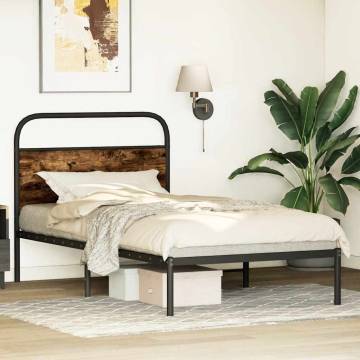 Smoked Oak Bed Frame 100x200 cm - Sturdy & Elegant Design