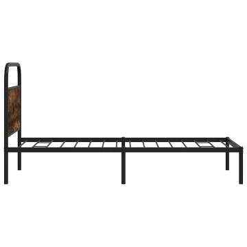 Smoked Oak Bed Frame 100x200 cm - Sturdy & Elegant Design