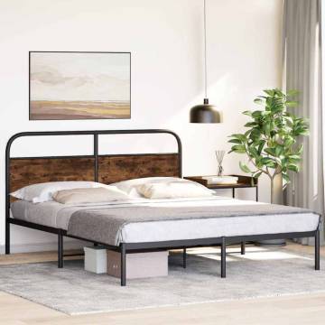 Smoked Oak Bed Frame 160x200 cm - Sturdy and Elegant Design