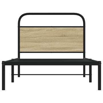 Single Bed Frame 90x190 cm - Sonoma Oak & Steel | Hipomarket