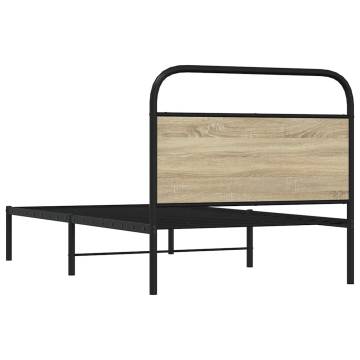 Single Bed Frame 90x190 cm - Sonoma Oak & Steel | Hipomarket