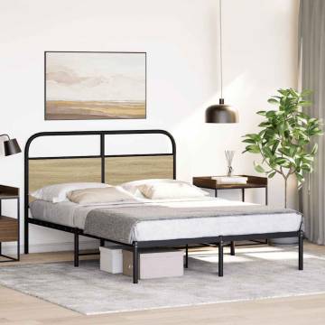 Sonoma Oak Bed Frame 140x200 cm - Sturdy Steel Construction