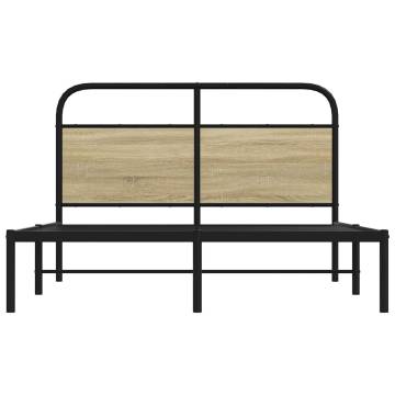 Sonoma Oak Bed Frame 140x200 cm - Sturdy Steel Construction