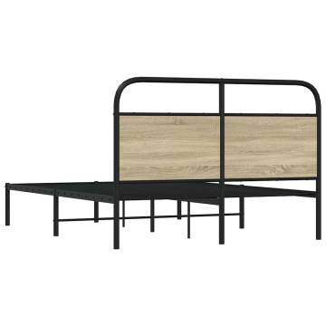 Sonoma Oak Bed Frame 140x200 cm - Sturdy Steel Construction