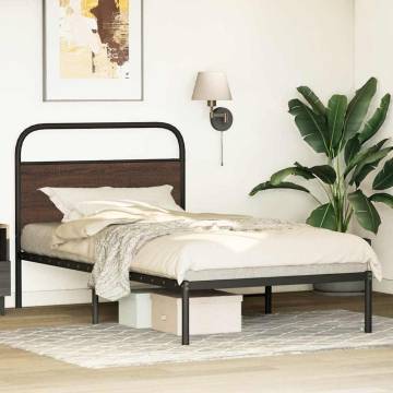 Brown Oak Bed Frame 100x190 cm - Sturdy & Elegant Design