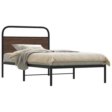 Brown Oak Bed Frame Without Mattress 107x203 cm - HipoMarket