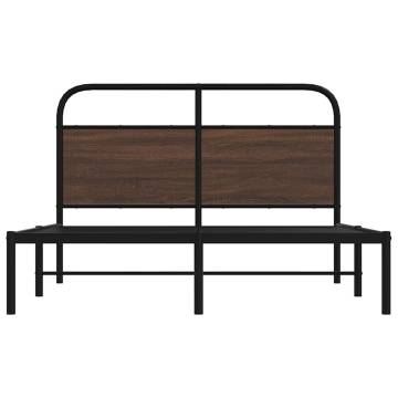 Elegant Brown Oak Bed Frame 140x200 cm - HipoMarket