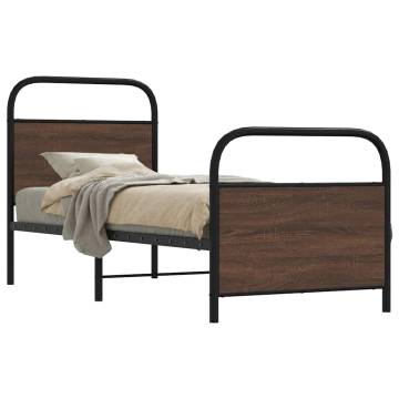 Small Single Bed Frame 75x190 cm in Brown Oak | Hipo Market