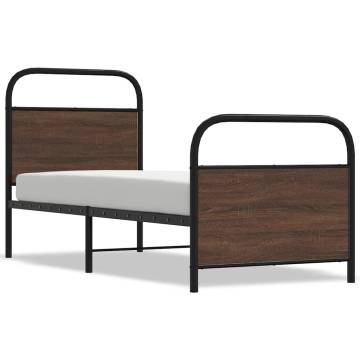 Small Single Bed Frame 75x190 cm in Brown Oak | Hipo Market