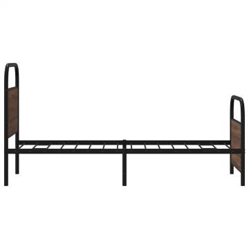 Small Single Bed Frame 75x190 cm in Brown Oak | Hipo Market