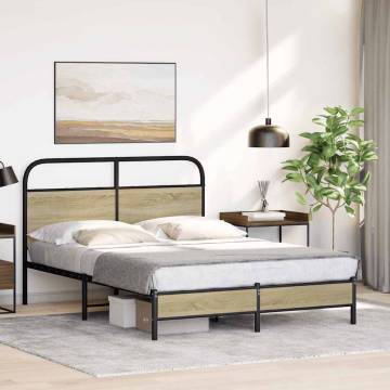 Sonoma Oak Bed Frame 140x200 cm - Stylish & Sturdy Design