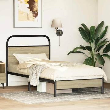 Sonoma Oak Bed Frame 75x190 cm - Durable & Stylish Design