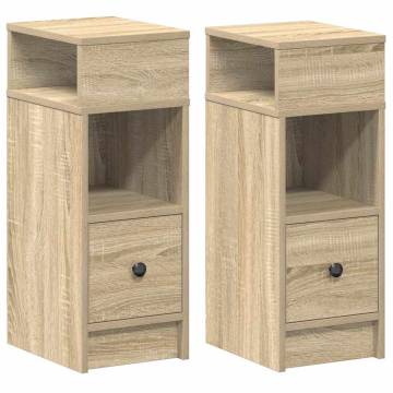 Stylish Sonoma Oak Bedside Cabinets - 2 pcs with Drawer