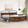 Elegant Metal Bed Frame in Smoked Oak - 183x213 cm