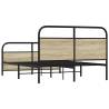 Sonoma Oak Metal Bed Frame 140x200 cm - Sturdy & Elegant Design