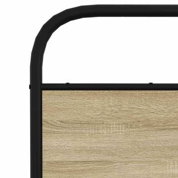 Sonoma Oak Metal Bed Frame 140x200 cm - Sturdy & Elegant Design