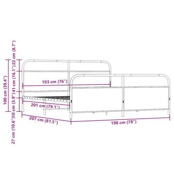 Sonoma Oak Metal Bed Frame 193x203 cm - Stylish & Sturdy